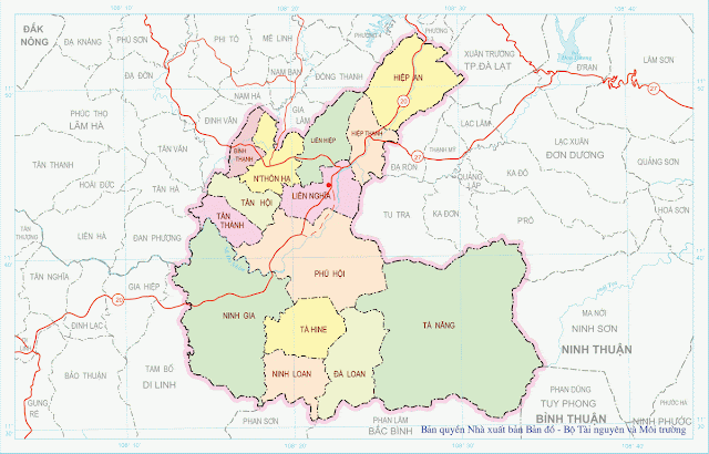 Bản đồ huyện Đức Trọng - Lâm Đồng