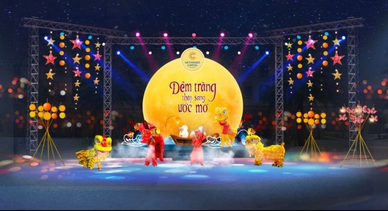 Ngày hội trung thu của Meyhomes Capital Phú Quốc sẽ được tổ chức ngày 9/9 tại Đại lộ An Thới. Ảnh phối cảnh sân khấu chính